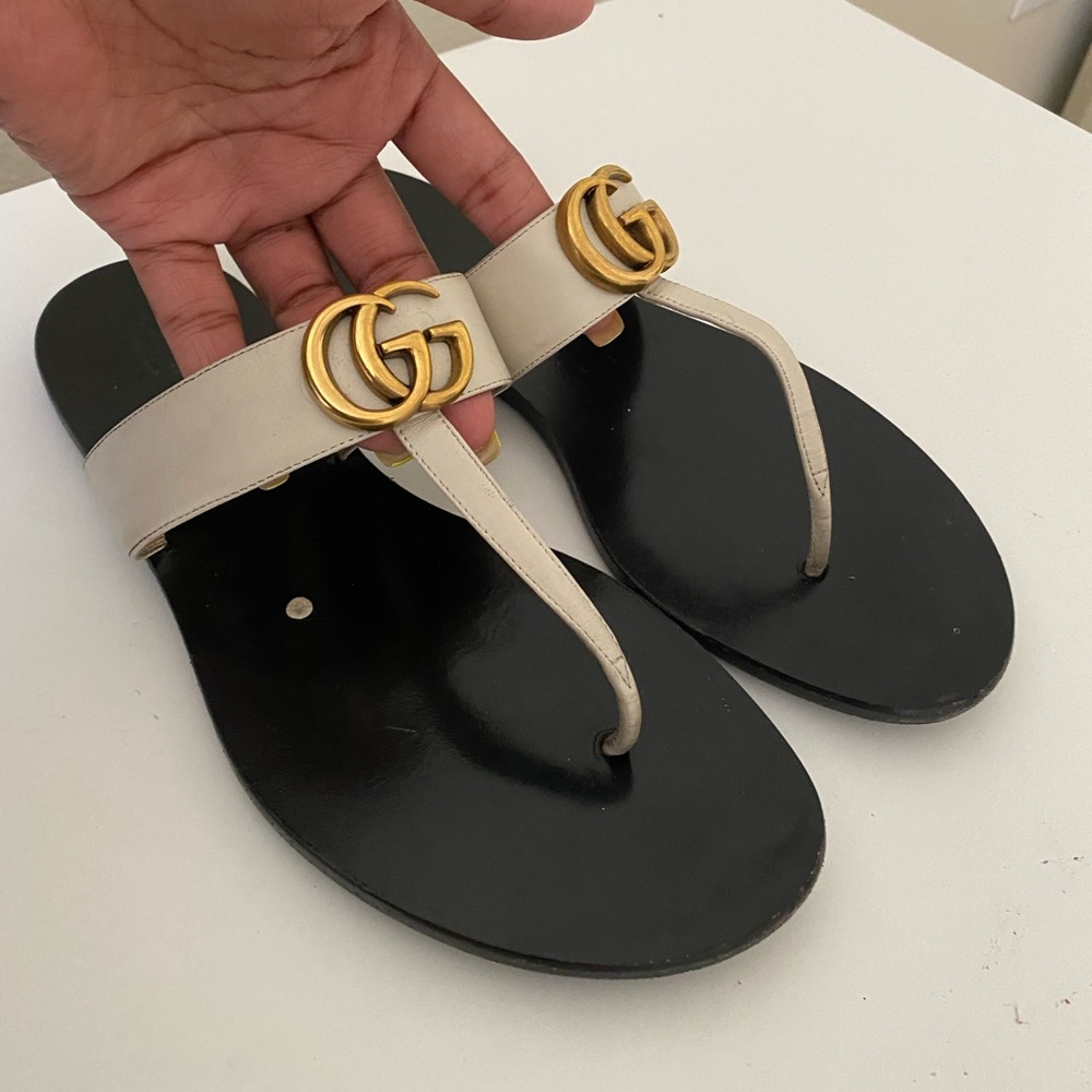 White and tan Gucci sandals size 40 in women